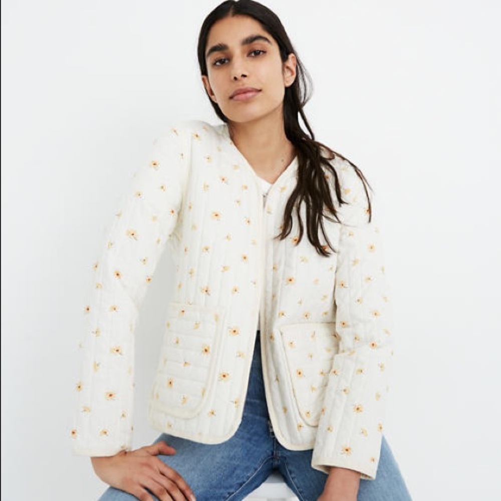 Madewell Cotton Quilted Jacket French Daisies NWT